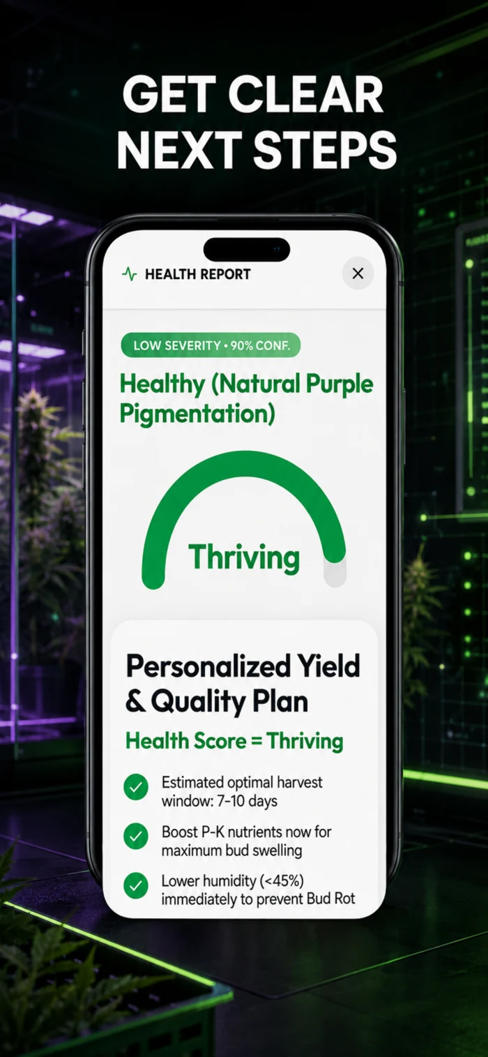 Plant health: supplied MasterGrowbot app preview